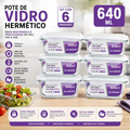 Imagem da oferta Kit 6 Potes 640ml Vidro Borossilicato Hermético 4 Travas Marmita Forno Freezer