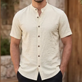 Imagem da oferta Camisa Gola Padre Masculina Manga Curta Social Verão Festa