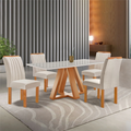 Imagem da oferta Conjunto Mesa de Jantar 4 Cadeiras Tampo de Vidro Kyra 120CMX90CM Arizona