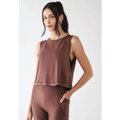Imagem da oferta Regata Cropped Feminina HOPE RESORT Decote Redondo Marrom