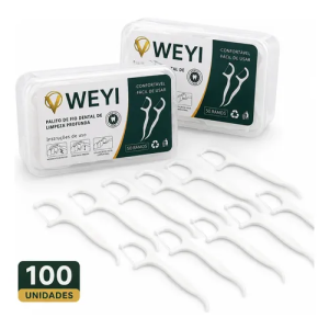 Fio Dental Individual Descartável Com Haste 100 Unidades
