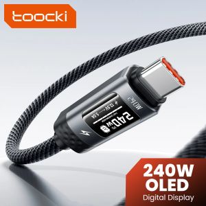 Toocki 240w usb cbale carregamento rápido display digital oled pd 3.1 tipo c para usb c cabo de dados para macbook ipho