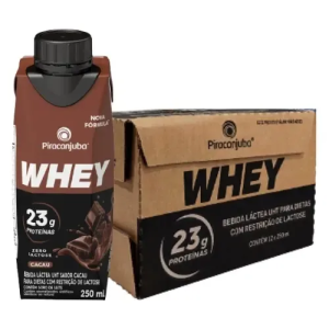 Kit 12 Bebida Whey Piracanjuba 0 Lactose Sabor Cacau 250ml