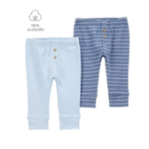 Imagem da oferta Kit Calça Bebê 2 Peças Cós Elástico Listrado Multicor Carter's