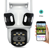 Imagem da oferta P15 Câmera IP WiFi iCsee com lente tripla e três telas Câmera PTZ de segurança externa com detecção AI e seguranç