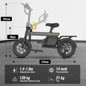 Imagem da oferta Honeywhale B20 Bicicleta Elétrica 440w-35km-25kmh-120kg Scooter Motor-ebike-adulto-bike-autonomia-velocidade Máxima