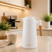 Imagem da oferta Garrafa Térmica 1l Cabo Madeira Café Chá Mesa Posta Premium Branco