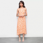 Imagem da oferta Vestido Volare Midi Evasê Decote V Viscolycra - Verde e Marrom