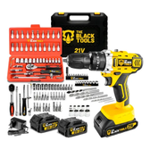 Imagem da oferta Furadeira Parafusadeira De Impacto 2 Baterias 21v + 46 Peças Amarelo 110v220v 60hz