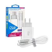 Imagem da oferta Kit Carregador De Parede Ultra Rápido Com 1 Saída Usb-c Power Delivery 20w + Cabo Usb-c + Usb-c I2go 1,5m 3a Branco