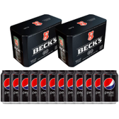 Imagem da oferta Kit Cerveja Becks Puro Malte Lata 350ml 16 Unidades + Refrigerante Pepsi Zero Lata 350ml 12 unidades