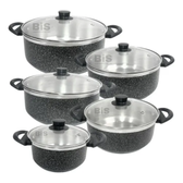 Imagem da oferta Conjunto De Panela 1624 Tampa De Vidro Kit Caçarola 5 Peças