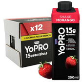 Imagem da oferta YoPRO Bebida Láctea UHT Morango – 15g de Proteínas, Líquido, Caixinha Tetra Pak 250ml (Pack com 12 unidades)