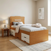 Imagem da oferta Cama Solteiro com 5 Gavetas em MDF Júlia CinamomoOff White Marrom