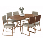 Imagem da oferta Conjunto Sala De Jantar Mesa E 6 Cadeiras Fênix Carraro Rose