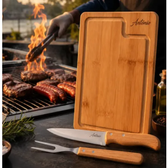 Imagem da oferta Kit Para Churrasco Tábua Faca Garfo Com Nome