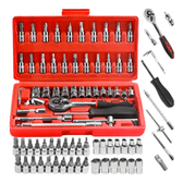 Imagem da oferta Kit Jogo De Ferramentas Profissional 46 Peças Chave Fenda Philips Soquete 1/4 Em Aço CRV Resistente Completo Para Manutenção Carro Moto Ca