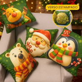 Imagem da oferta Kit 4 Almofadas Natal Frente E Verso Cheias Fibra Siliconada Desenho Do Tecido Sereno De Natal