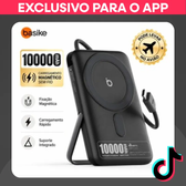 Imagem da oferta Basike Power Bank Magnético 10000mAh | 15W Sem Fio + Cabo 22.5W | Com Suporte | Idea l para Viagens | power bank 10000