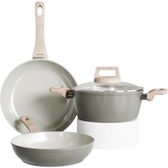 Imagem da oferta Conjunto De Panelas Jade Olive 5 Peças - Frigideiras 20cm E 24cm + Caçarolas 16cm E 20cm + Leiteira 16cm - Alumínio Antiaderente - Indução