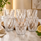 Imagem da oferta Jogo 6 Copos Vidro Diamond 300ml Vidro Grosso Resistente Copo Diamante Elegante para Água Suco e Drinks Alta Transparência e Brilho Premium