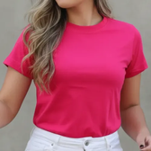 Imagem da oferta Blusa Feminina Camiseta Baby Look Lisa Algodão Gola Redonda