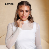 Imagem da oferta Lovito Blusa Casual Feminina de Tule Manga Longa Moda Mulher