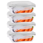 Imagem da oferta Jogo 4 Potes de Vidro Hermético Marmita Tampa 4 Travas 640ml - Casa Linda