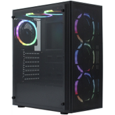 Imagem da oferta Gabinete Gamer Ninja Nagato Mid Tower Vidro Temperado ATX Black Sem Fonte Com 6 Fans Brancas