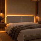 Imagem da oferta Cabeceira modular led organica cama box queen 160cm quarto linho cinza