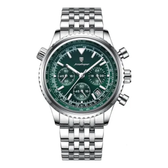 Imagem da oferta Relógio Poedagar 960 Masculino Verde Prateado Aço Inoxidável Prova D'Água!