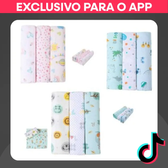 Imagem da oferta Kit 3 Cueiros Flanelados 100x80cm Algodão para Bebê Menino Menina