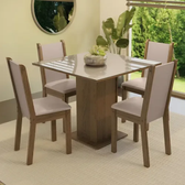 Imagem da oferta Sala De Jantar Mesa Tampo De Vidro 4 Cadeiras Tifani Madesa Cor RusticCremaSintético Bege XMMDJA040165