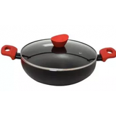 Imagem da oferta Panela Wok Pratic Casa 28cm com Tampa de Vidro Preta/Vermelha