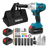 Imagem da oferta Kit Chave De Impacto Eletrica Parafusadeira 2 Bateria 750n.m Azul 21v