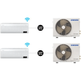 Imagem da oferta Combo Ar Condicionado Split Inverter Samsung WindFree Connect Sem Vento 2X9.000 BTUs - Pro EnergyF-2X-09-CVFAAW