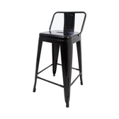 Imagem da oferta Banqueta Média 61cm Com Encosto Para Cozinha Bar Bancada Balcão Tolix Iron Industrial Preto