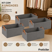 Imagem da oferta Kit com 4 Caixas Organizadora De Guarda Roupa Cesto Gaveta Dobrável