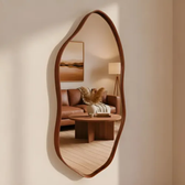 Imagem da oferta Espelho Decorativo Orgânico 60x40 Moldura Em Couro We Mirror Caramelo