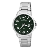 Imagem da oferta Relógio Technos Masculino Prateado Aço Inox Original Verde.