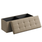 Imagem da oferta SONGMICS Banco Otomano Dobrável 110 cm com Armazenamento Baú Banqueta Banco de Quarto com Armazenamento Marrom Cam