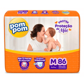 Imagem da oferta 2 Pacotes Fralda Pom Pom Derma Protek Hiper M - 86 Unidades Cada