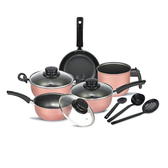 Imagem da oferta Jogo De Panelas Elegan Com Tampa Vidro 8 Peças- Rosa