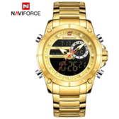 Imagem da oferta Relógio Dourado de Quartzo de Aço à Prova d'Água com Mostrador Duplo NAVIFORCE