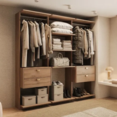 Imagem da oferta Guarda-roupas Closet Modulado Alasca 180cm 3 Peças Com 4 Gavetas Laterais E Cabideiros Freijó Carraro