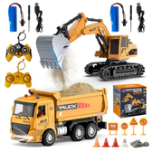 Imagem da oferta Escavadeira Carros De Controle Remoto, Caminhão De Construção De Rc, Escavadeira, Brinquedo 2 Em 1 Com Luzes, Escala 1:20, 2.4ghz Com 2 Baterias Re