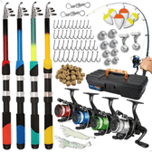 Imagem da oferta Pescamping Kit Pesca Completo 4 Varas Fibra De Vidro E 4 Molinetes Leve Com Linha - Maleta Com Acessórios Bóias Chumbadas Anzóis E Mais Tralha Quite D