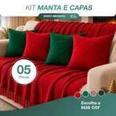 Imagem da oferta Kit Manta Decorativa + 4 Capas de Almofada Suede Decoração Natalina