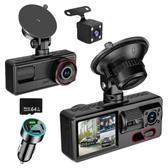 Imagem da oferta Câmera de Carro 1080P FHD com Dupla Câmera (Frontal e Traseira), Visão Noturna, Tela IPS 2.0'' Dashcam, Ângulo de 170°, WDR, Cartão de 64GB Incl