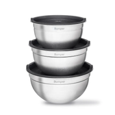 Imagem da oferta Conjunto de 3 Bowls Bumper em Inox com Tampa Hermética Kit Tigelas Multiuso Cozinha - Bumper Magazine